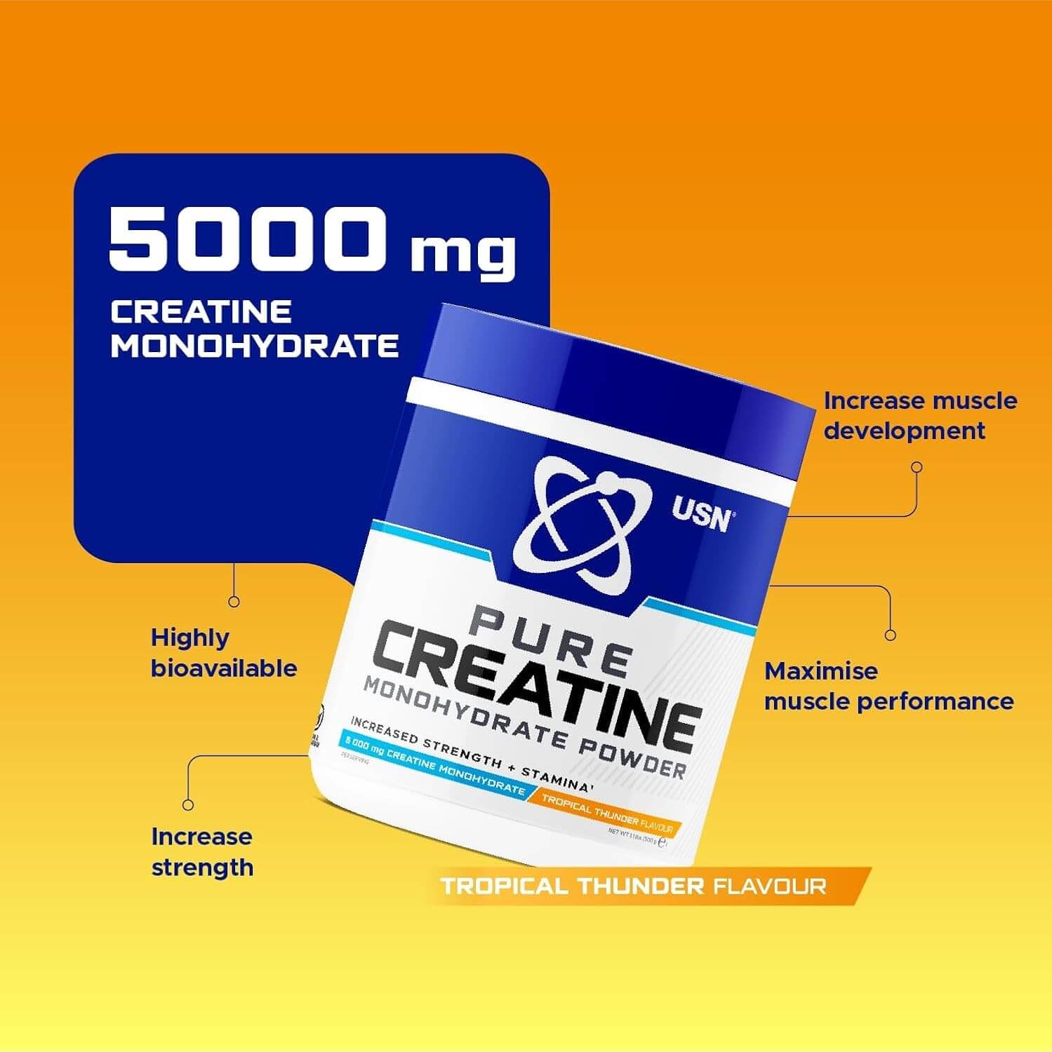 USN PURE CREATINE MONOHYDRATE 500g (Tropical Thunder) 3