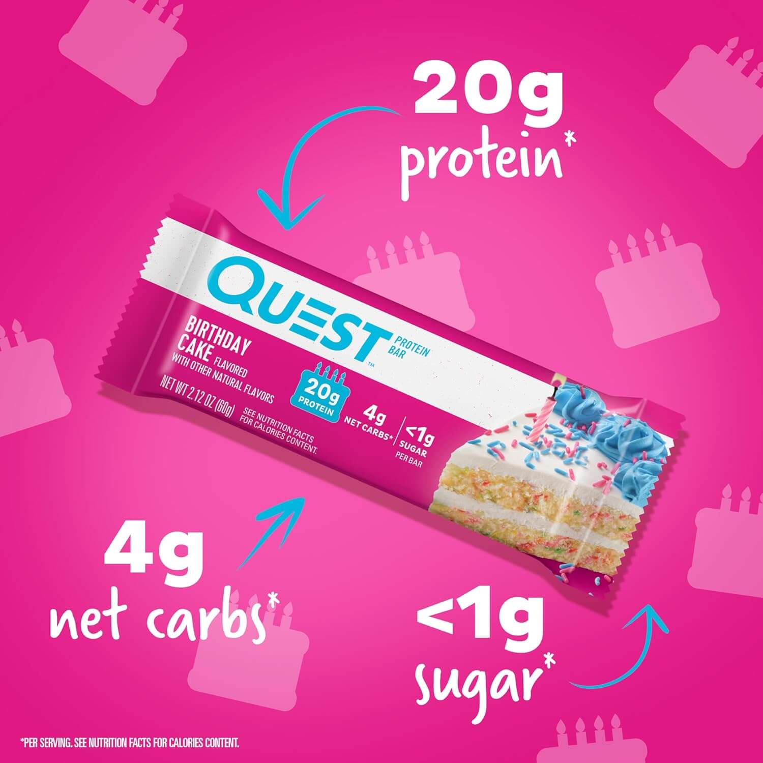 QUES PROTEIN BAR 12 X 60g (Birthday Cake) 7